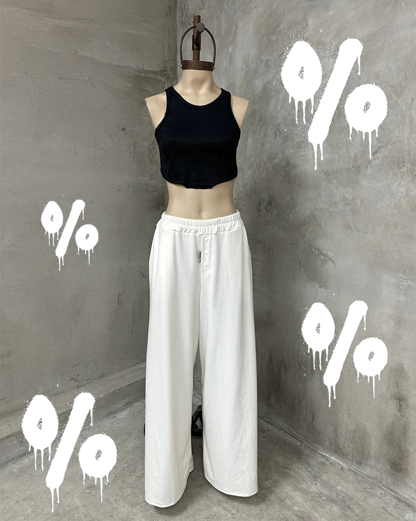 Pantalon wide leg con botones