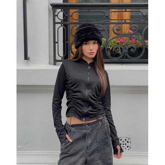Campera Faw con frunces y capucha Campera Faw con frunces y capucha