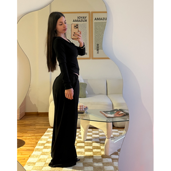 Pantalon wide leg con botones