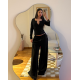 Pantalon wide leg con botones