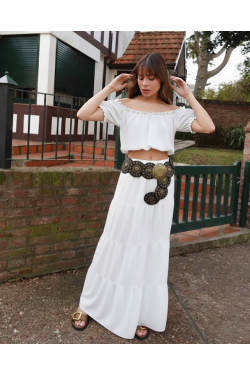 Pollera Folk con frunces y volados