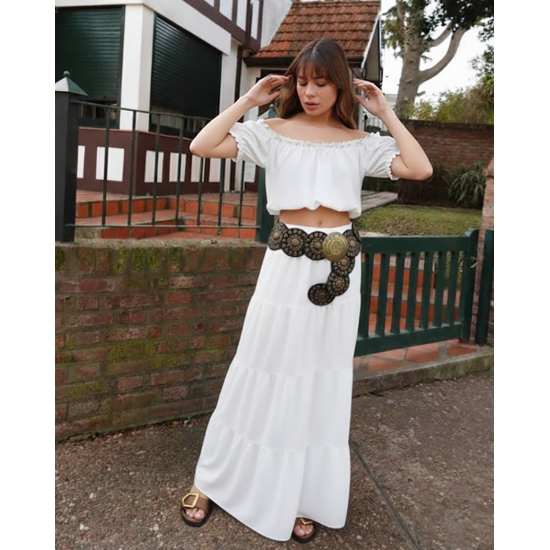 Pollera Folk con frunces y volados Pollera Folk con frunces y volados