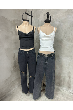 Top Barry de microfibra con tachas