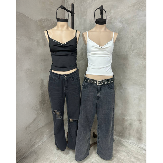 Top Barry de microfibra con tachas