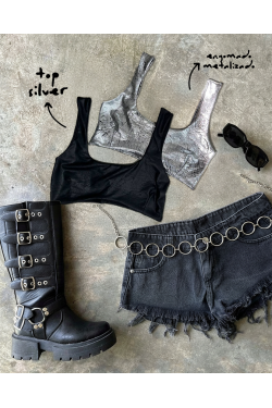 Top Silver engomado metalizado